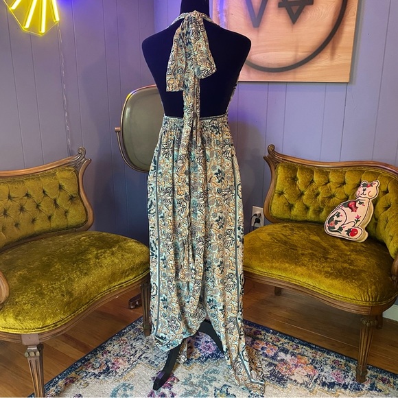 Vintage Zury Floral Boho Silk Halter Jumper Size One Size - Picture 6 of 8